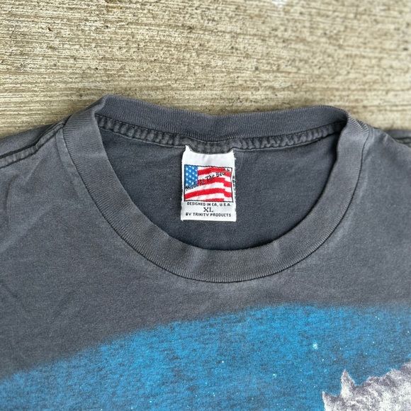 VTG 90s Wildlife Wolf Graphic Print T-shirt Men’s XL Gray Black Single Stitch - Picture 8 of 14